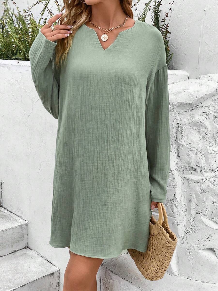 SHEIN Frenchy Cổ có Lỗ hổng Thả vai Đầm - màu xanh lá - Xem 1