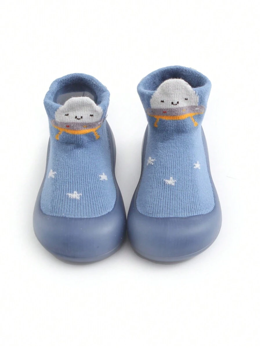 1 Pair Anti-Slip Toddler Indoor Slippers, Soft Sole Baby Animal Patterned Shoes - Blue - View 1
