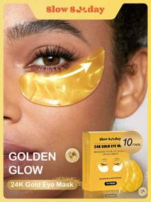 眼罩(10對)-金色眼膜氨基酸&膠原,眼膜適用於臉部,黑暗的界和虛胖，虛腫,抗衰,皺紋,美妝&個人護理 - Golden - 查看 1