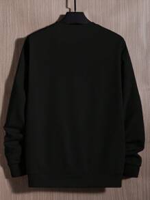 SWAVVY Men Letter Patched Sweatshirt & Shorts