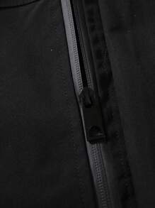 Män Plus Lapp med text detalj Fåll med Dragsko Huva Jackor - Svart - Visa 5