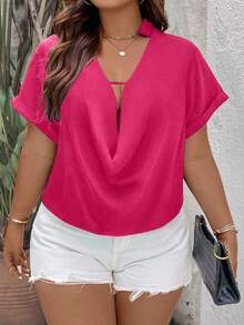 SHEIN Clasi 加大垂褶领衬衫，适合新年假期聚会服装