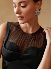 MOTF PREMIUM Vestido ajustado de malla sin cinturón - Negro - Ver 2