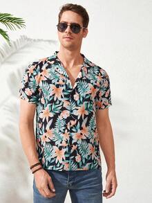 RueChic Men Tropical Print Shirt - Multicolor - View 6