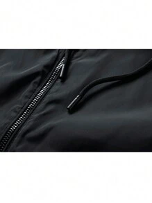 Men Zip Up Hooded Jacket - Black - View 11