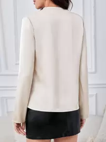 SHEIN Tall Blusa unicolor de cuello V