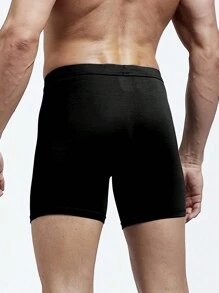 男士素色平角內褲 - 黑色 - 查看 2