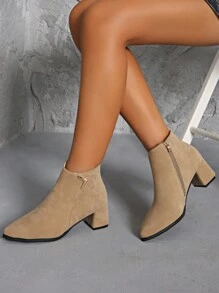 Giày bốt Nữ Thời trang Dây kéo bên - Màu Khaki - Xem 6