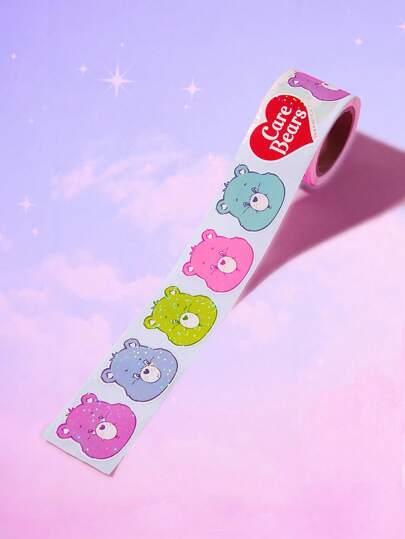 ROMWE X Care Bears 1roll Cartoon Bear Pattern Sticker, Cute Assorted Sticker, School