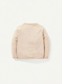 Cozy Pixies Baby Girl Bear Patched Raglan Sleeve Sweater & Knit Pants With Hat - Multicolor - View 2