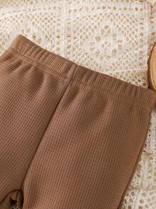 Baby Girl Contrast Fuzzy Trim Flare Leg Pants - Multicolor - View 6