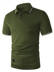Manfinity Homme Hombres Camisa polo ribete en contraste