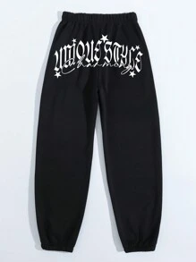INAWLY Jogginghose mit Buchstaben Grafik, elastisch Bund