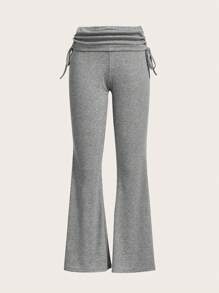 SHEIN MOD Drawstring Side Flare Leg Pants