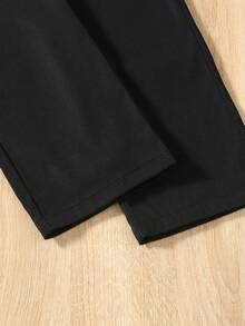 SHEIN Young Girl Solid Slant Pocket Pants - Black - View 4