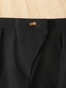 SHEIN Young Girl Solid Slant Pocket Pants - Black - View 5