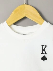 SHEIN Baby Boy Playing Card Print Tee - White - View 4