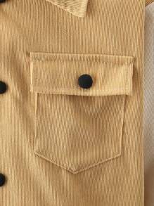 Tween Boy Colorblock Flap Pocket Corduroy Coat Without Sweater - Multicolor - View 4
