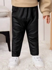 女婴休闲舒适百搭弹力仿丝打底裤 - 黑色 - 查看 3