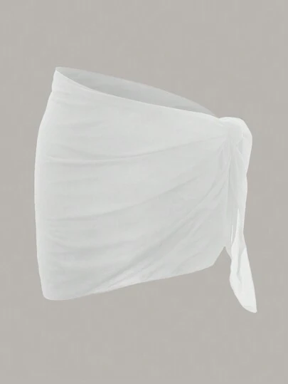 Swim Basics 素色側打結沙灘纏腰式半身裙