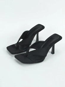 Women Minimalist Stiletto Heeled Thong Sandals, Fashion Summer Heeled Sandals