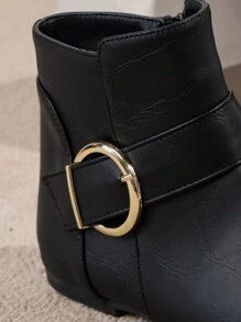 秋冬时尚西式刺绣方头靴、毛衣靴和粗跟靴，女式牛仔靴 - 黑色 - 查看 7