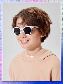 JNSQ 1pc Kids' Fashionable Oval Frame Fashion Glasses For & Outdoor Activities - White - View 3