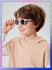 JNSQ 1pc Kids' Fashionable Oval Frame Fashion Glasses For & Outdoor Activities - White - View 5