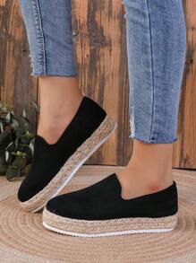 Zapatos De Plataforma Para Mujer Con Suela De Yute, Cómodos Para La Primavera Y Otoño - Negro - Ver 3