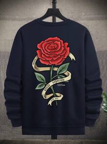 Manfinity Homme Lỏng lẻo phù hợp Nam Hoa In Thả vai Áo nỉ - Xanh đậm - Xem 3