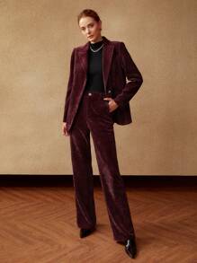 MOTF PREMIUM 灯芯绒西服 - 酒紅色 - 查看 7