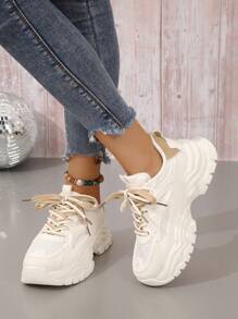 Giày thể thao nữ Chunky, ngoài trời thoáng khí & thoải mái - Màu be - Xem 4