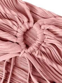 SHEIN Unity Top tubo crop con cordón fruncido con abertura delantera - Rosa - Ver 4