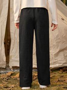 SHEIN Teenager Junge Hose mit weiten Beinen, Einfarbig schrägen Taschen,