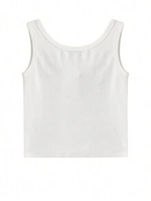 夏季针织上衣，修身版型，罗纹针织设计，韩系女团风格，女士款 - 白色 - 查看 2