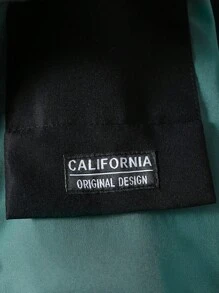 Tween Boy 1pc Two Tone Letter Patched Detail Flap Pocket Hooded Coat - Army Green - View 6