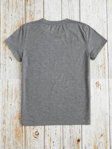 INAWLY Christmas Dog Print Tee - Grey - View 2
