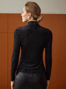 MOTF PREMIUM 修身高領條紋 T 卹 - 黑色 - 查看 7