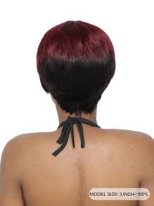 NATURAL/99JC Short Wig With Bangs Pixie Cut Bangs Wig Human Hair Machine Made Wig