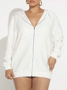 SHEIN SXY Zip Up Drawstring Hooded Sweatshirt new years eve outfit
party outfit 
sexy outfit
long sleeve