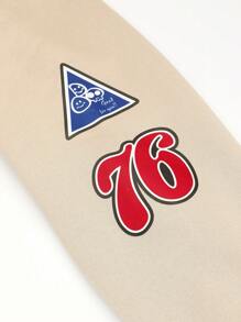 Manfinity Homme Loose Fit Men's Letter Print Drop Shoulder Thermal Lined Sweatshirt