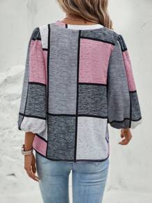 EMERY ROSE 撞色燈籠袖襯衫 - 彩色 - 查看 2