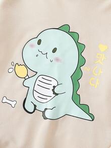 SHEIN 女大童卡通圖案連帽衛衣 - 杏色 - 查看 4