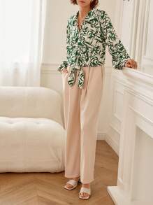 SHEIN Frenchy Allover Print Button Front Shirt