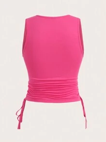 Muchica 人像圖案側抽繩背心上衣 - 粉色 - 查看 2