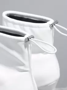 SHUZIA Pointy Toe Mặc vào Dao găm nhỏ Giày ống Ngắn - trắng - Xem 3