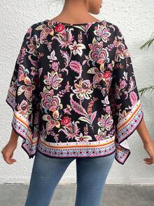 SHEIN VCAY 印花蝙蝠袖襯衫 - 彩色 - 查看 2