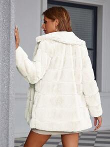 Eilly Bazar Cardigan ouvert ample et doux de couleur unie pour femmes - Blanc - Voir 2