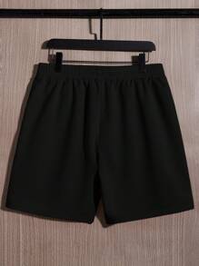 SWAVVY Men Letter Patched Sweatshirt & Shorts