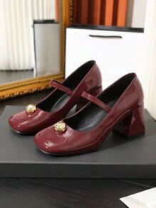 女士厚底瑪莉珍鞋,深棕色,搭配洋裝、襪子時尚可愛,蘿莉塔風格 - 紫紅色 - 查看 5